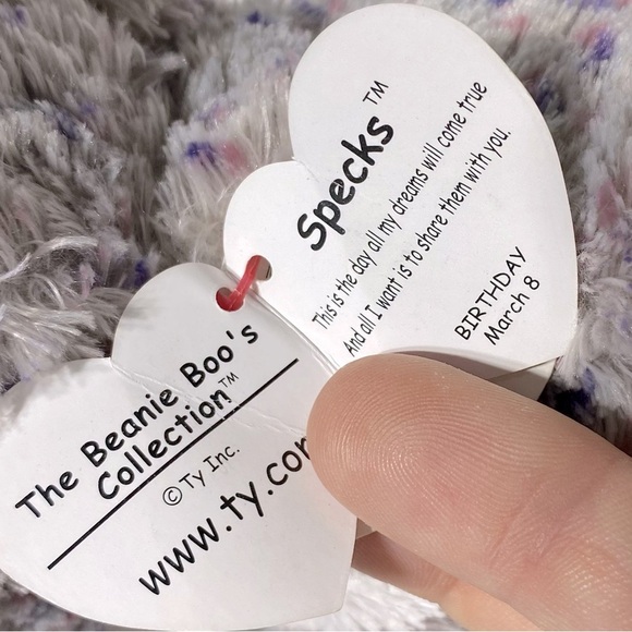 Ty Beanie Boos Specks Grey Pink Elephant Plush Toy - Picture 12 of 15